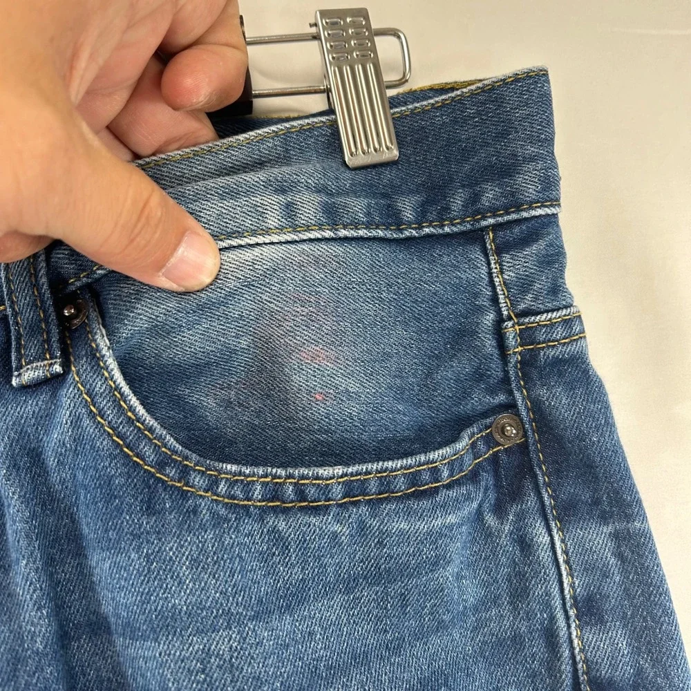 oodji Straight Leg Jeans Mens 30x32 Blue Medium Wash Button Fly